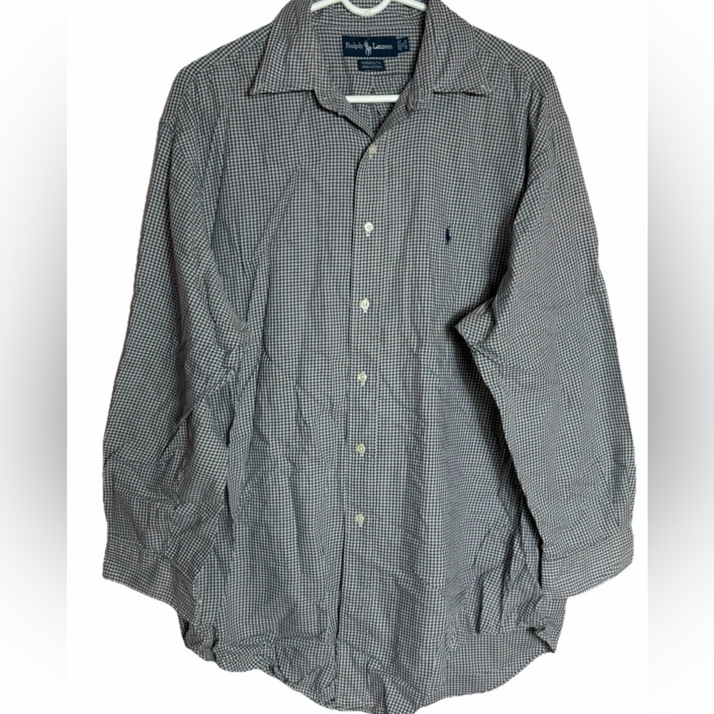 Polo Ralph Lauren 17 32/33 Yarmouth Plaid Houndstooth Button Down Shirt